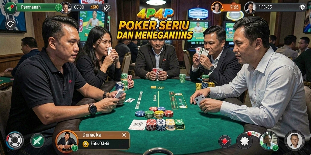 Screenshot gameplay menampilkan momen seru bermain Poker di 4P4P.