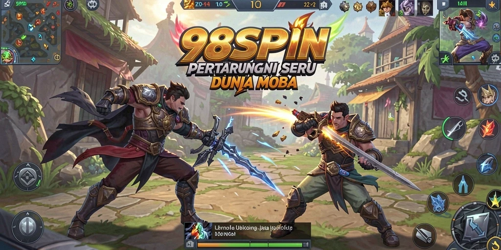 Tampilan menarik dari gameplay seru 98SPIN: aksi pertarungan MOBA.