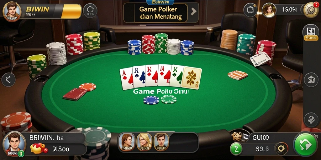 Tampilan menarik gameplay Poker di BIWIN dengan aksi seru.
