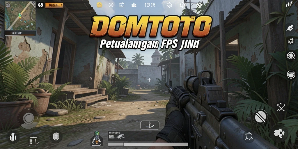 Screenshot DOMTOTO menampilkan aksi tembak-menembak intens.
