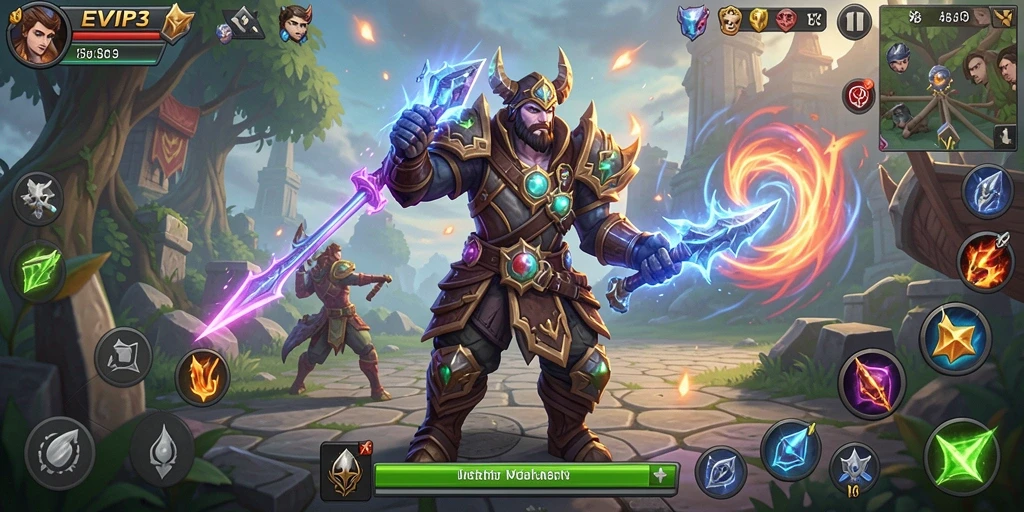 Tampilan gameplay menarik dari <strong>EVIP3</strong> dengan karakter beraksi di dunia fantasi.