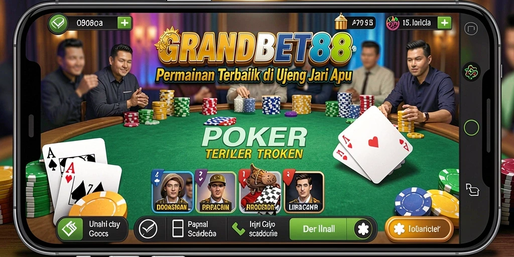 Tampilan gameplay mendebarkan dari GRANDBET88 yang menggambarkan permainan poker.