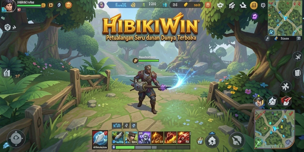 Screenshot gameplay HIBIKIWIN yang memperlihatkan dunia terbuka yang menakjubkan.