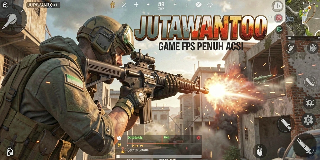 Gameplay intens dalam JUTAWANTOTO yang menampilkan aksi FPS mendebarkan.