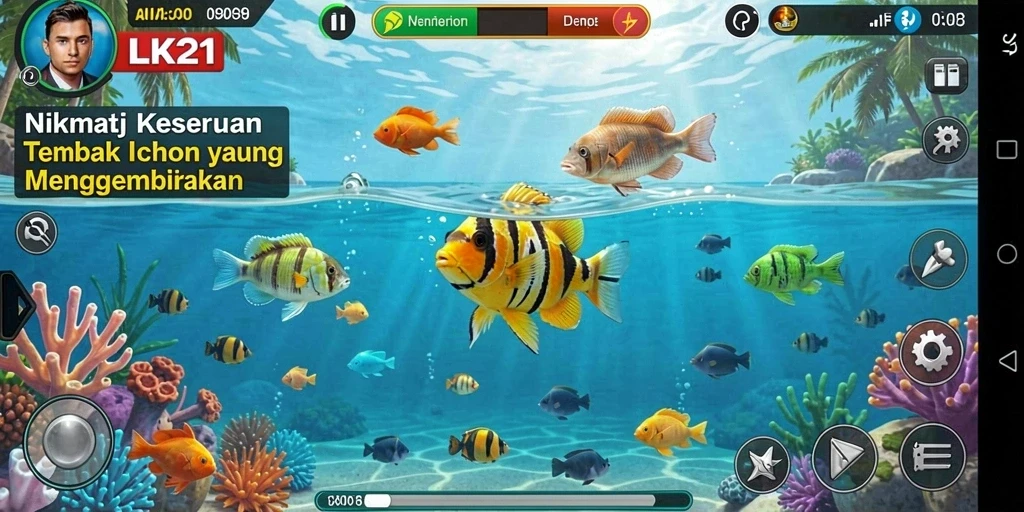 Tangkapan layar gameplay Tembak Ikan yang menyenangkan dan penuh warna.