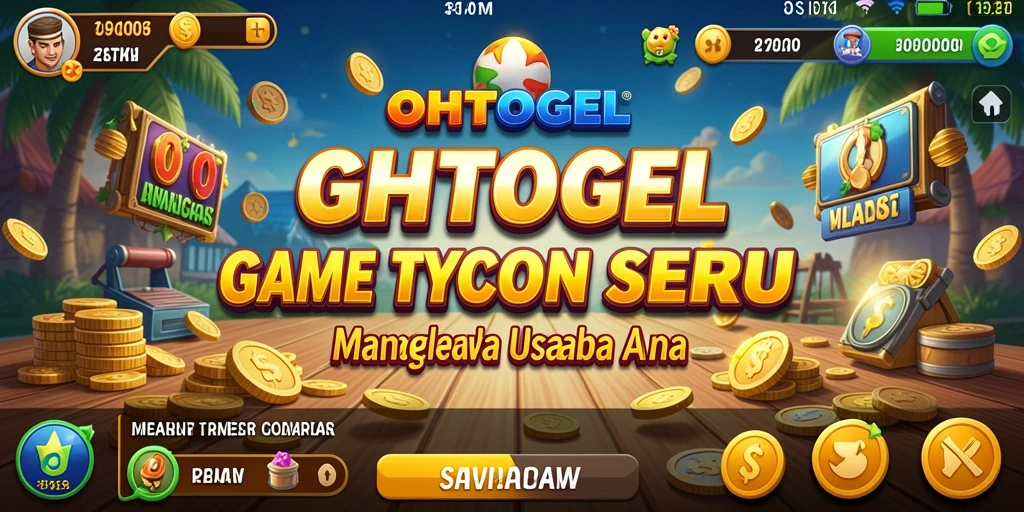 Screenshot utama menampilkan gameplay pengelolaan bisnis di OHTOGEL.