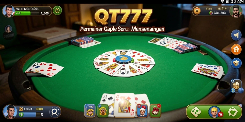 Tampilan gameplay seru dari QT777 saat memainkan Gaple.