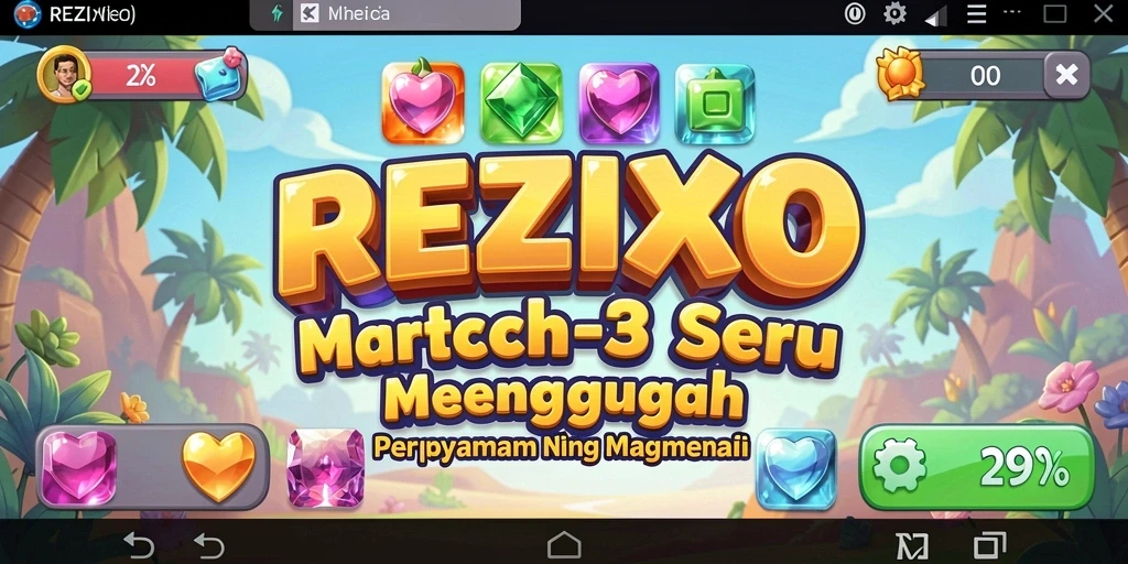 Screenshot gameplay REZIXO menampilkan level seru dalam permainan Match-3.