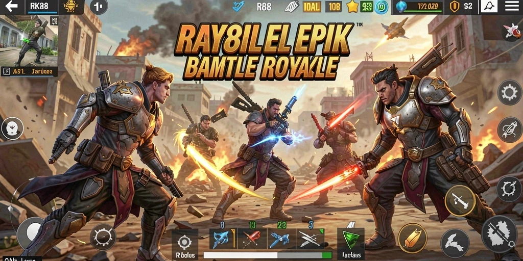 Tampilan gameplay RK88 yang intens dengan aksi Battle Royale.