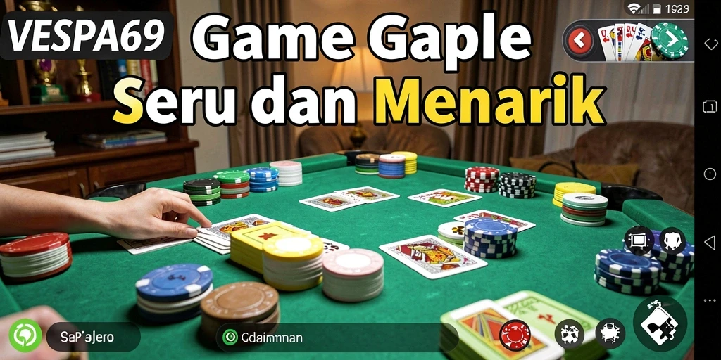 Tampilan gameplay VESPA69 menampilkan papan Gaple yang interaktif.