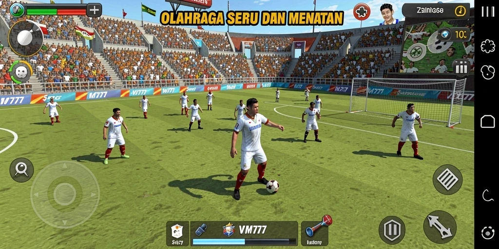 Screenshot utama VM777 menampilkan aksi seru dalam pertandingan olahraga.