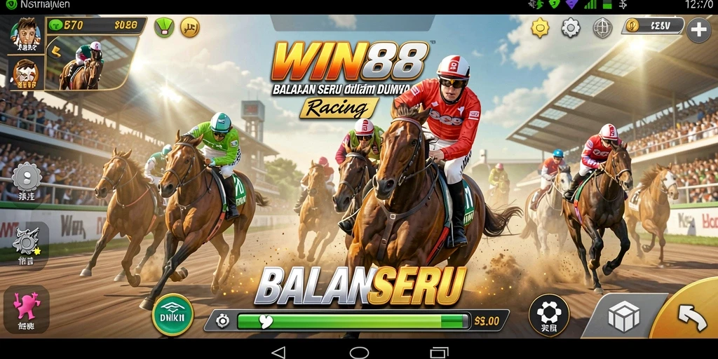 Tampilan gameplay balapan yang mendebarkan di WIN88.