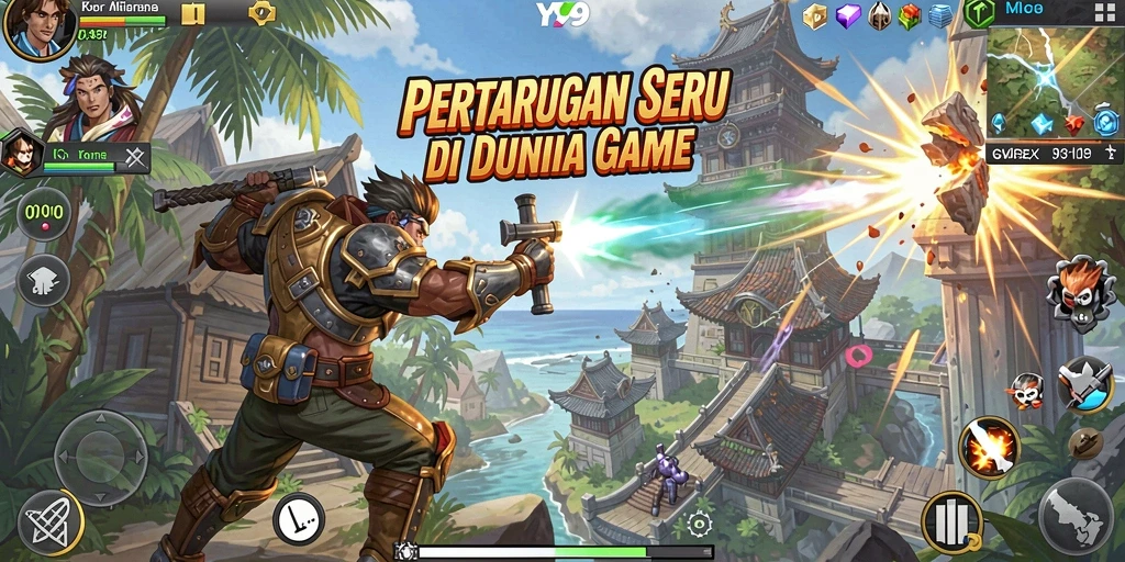 Tampilan gameplay Y89 dengan pertarungan seru dan karakter unik.